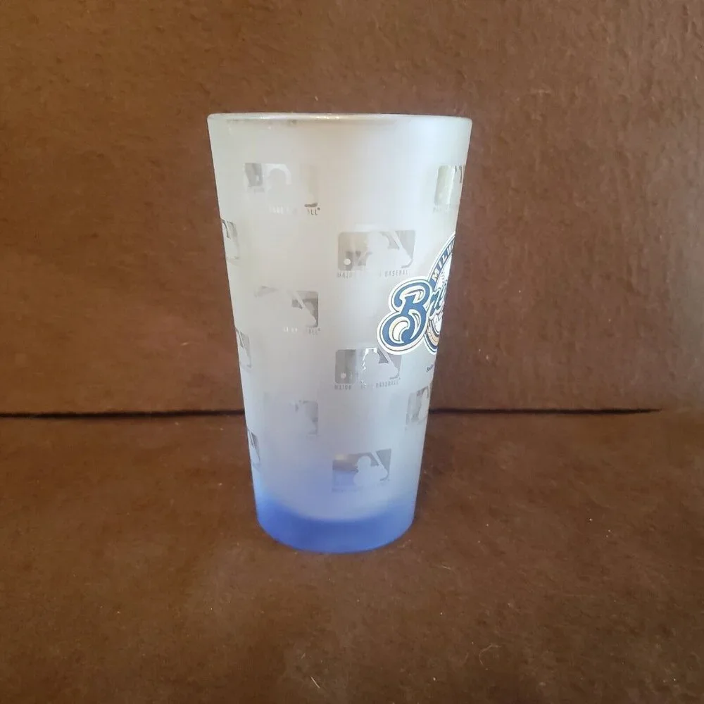 MLB Satin Frosted‎ 16oz Pint Glass Milwaukee Brewers Major League Baseball